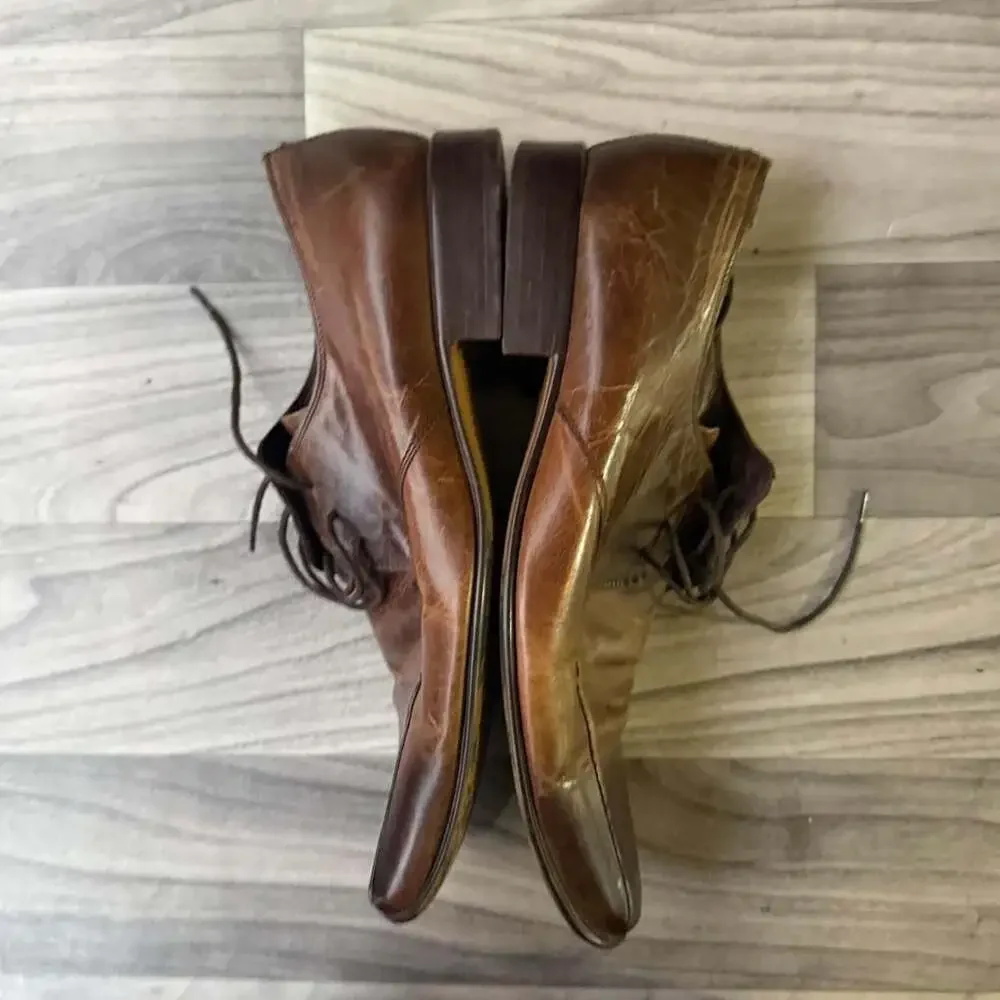 Vintage KG Brown Leather Square Toe Oxford Dress Shoes